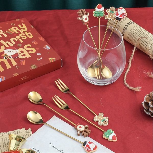  Set hộp quà 6 thìa dĩa Giáng Sinh mix 