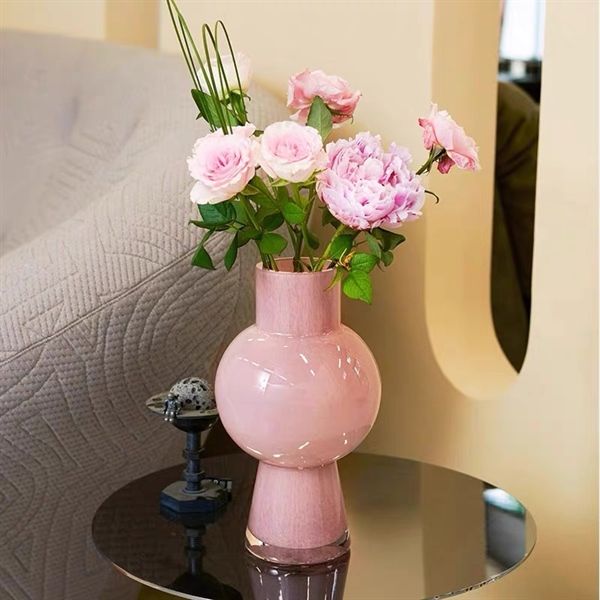  Lọ hoa thuỷ tinh thân tròn thắt đáy 31cm 