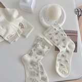  Tất PSA lưới thoáng tone trắng ghi 