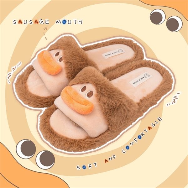  Dép lông hở mũi bé môi xúc xích 