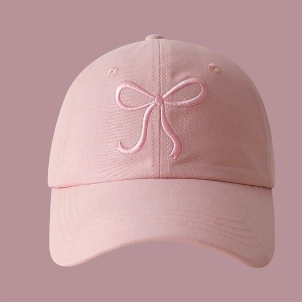  Mũ lưỡi trai hồng nơ thêu mảnh 