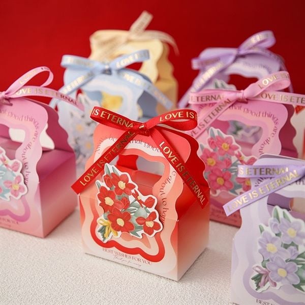  Túi quà gập miệng mini giỏ hoa ruy băng 