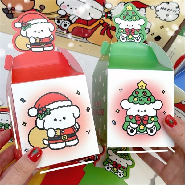  Hộp quà gập mini Cún Giáng Sinh 8cm 