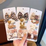  Set 5 kẹp tóc tone nâu thỏ gấu 