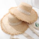  Mũ cói dây ren viền xù 