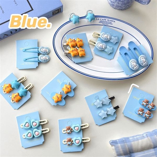  Set 2 kẹp tóc hình béo tone xanh 