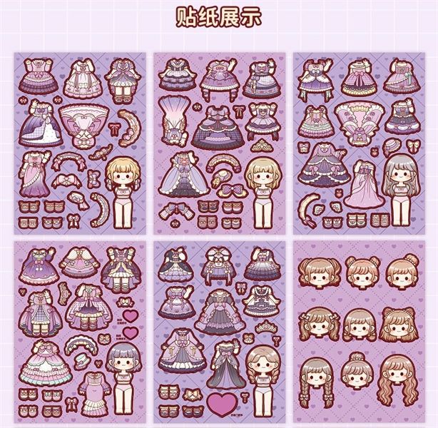  Sticker Stylist công chúa tím 9 tờ Telado 