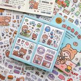  Box sticker 100 tờ bé gái gấu 