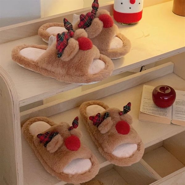  Dép lông hở mũi tuần lộc 