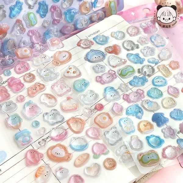  Sticker nổi giọt nước Telado thú dễ thương 
