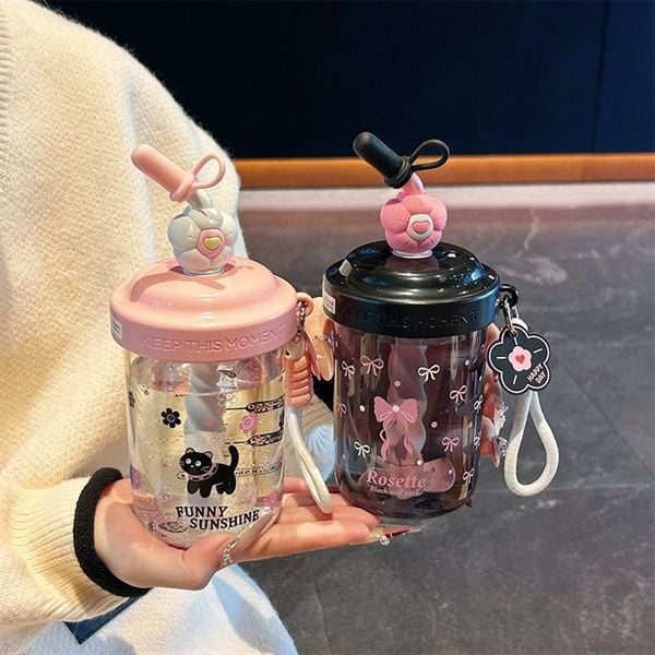  Cốc ống hút xoáy hoa 580ml 