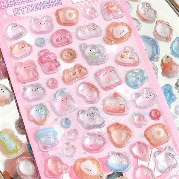  Sticker nổi giọt nước Telado thú dễ thương 