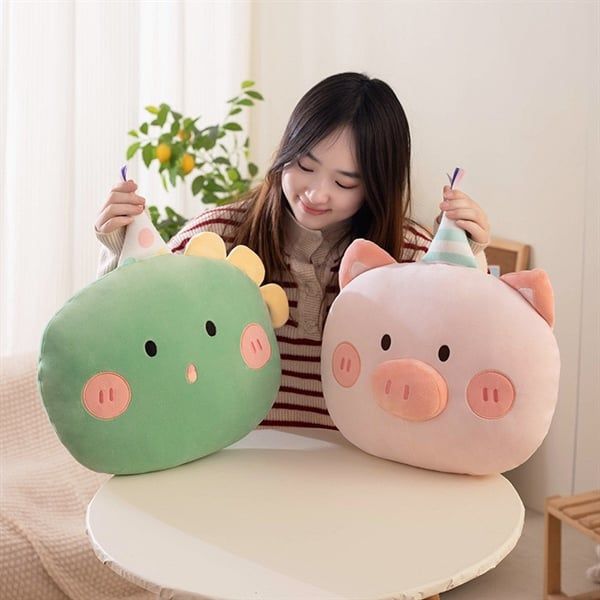  Gối đầu thú đội mũ sinh nhật 45cm 