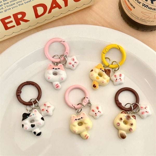  Móc khoá mini mèo donut 