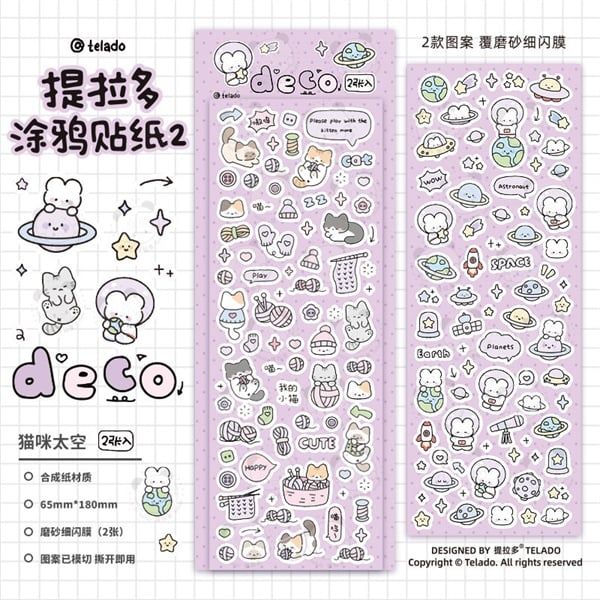  Sticker decor gấu thỏ mèo Telado 2 tờ 