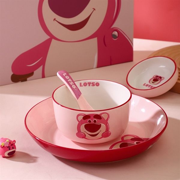  Set bát đĩa gấu Lotso + hộp 