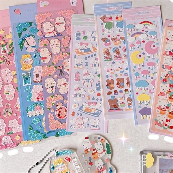  Sticker thỏ lấp lánh 