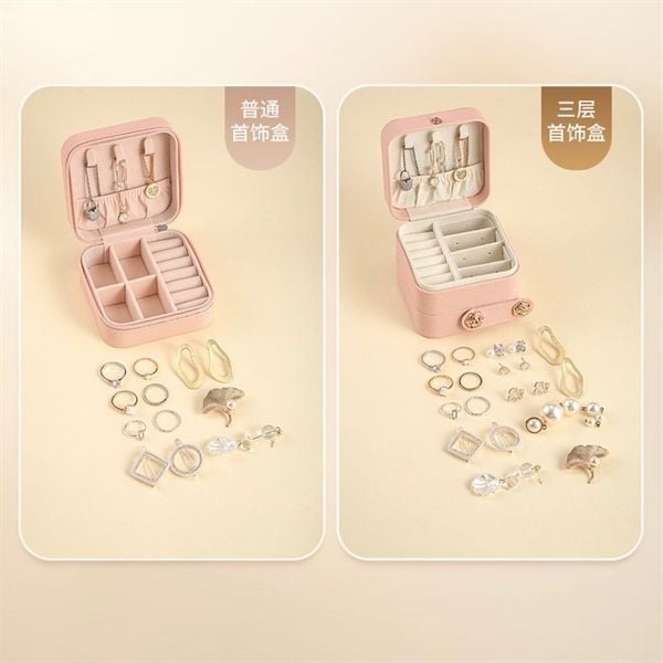  Hộp đựng trang sức vuông 2 cúc hoa hồng 