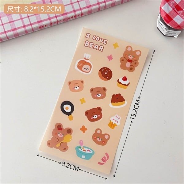  Sticker gấu thỏ PVC 15x8cm 