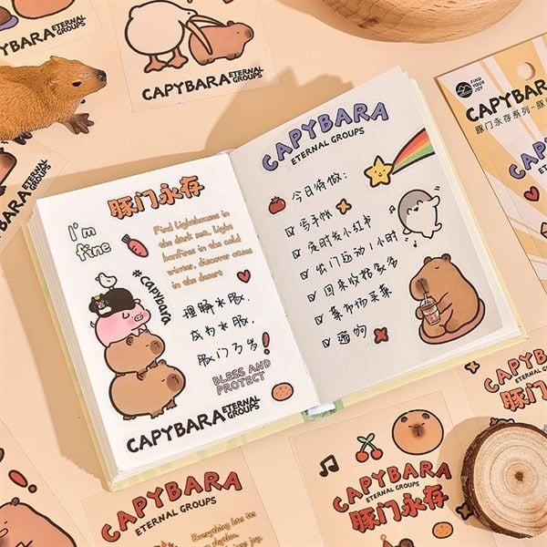  Sticker Capybara set 3 tờ Find Your Joy 