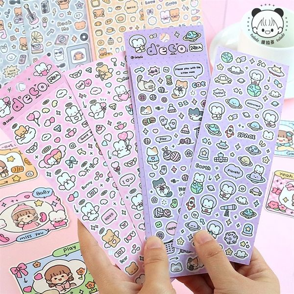  Sticker decor gấu thỏ mèo Telado 2 tờ 