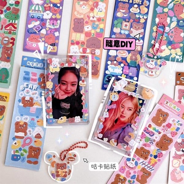  Sticker gấu lấp lánh 2 tấm 