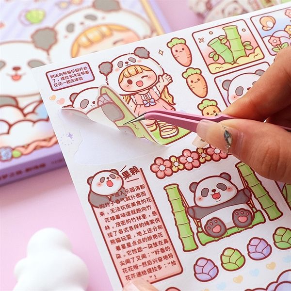  Box sticker bé gái Telado gấu trúc 10 tờ 