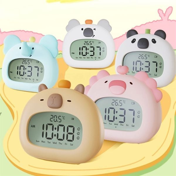  Đồng hồ đèn ngủ thú đội trái cây 