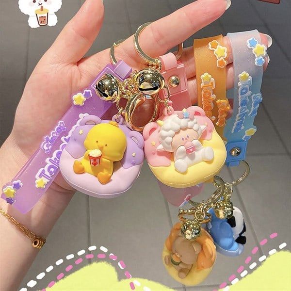  Móc khoá thú ngồi ghế donut 