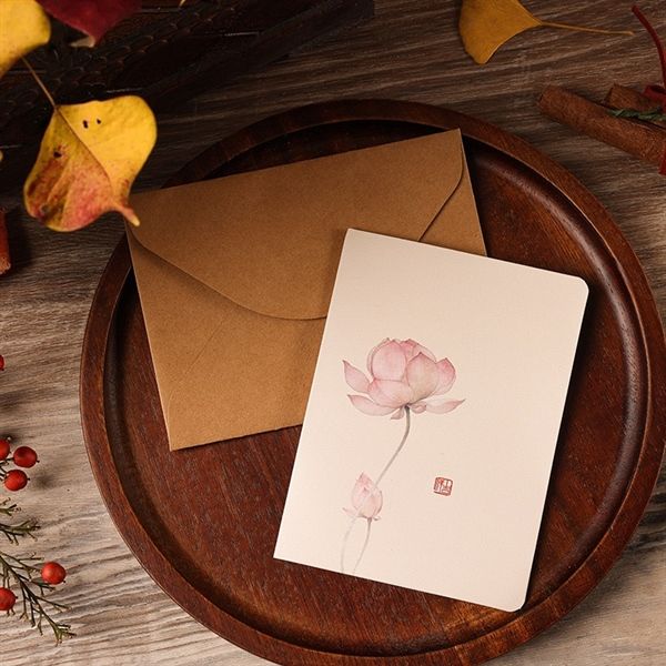  Thiệp cành hoa màu nước + bao thư 