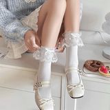  Tất Lolita cổ voan chấm bi 