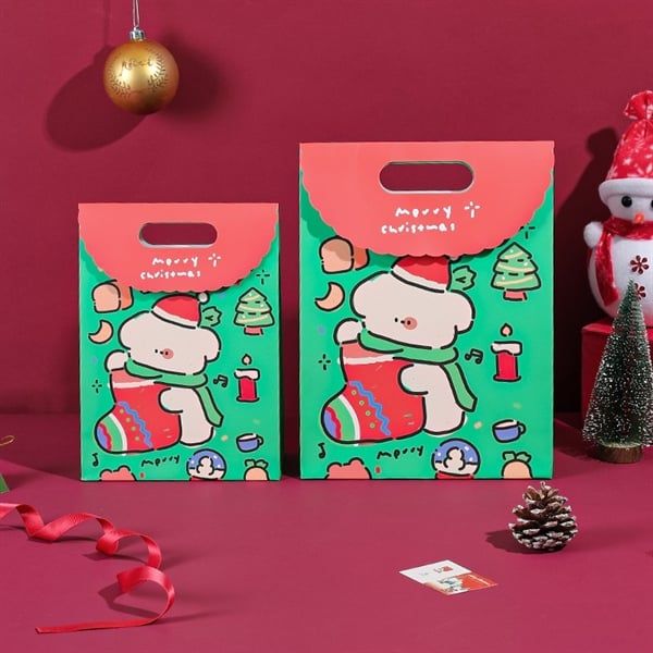  Túi quà Giáng Sinh gập miệng gấu thỏ 