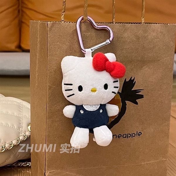  Móc khoá bông Hello Kitty quần yếm 