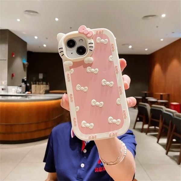  Ốp silicon Hello Kitty nơ nhí 
