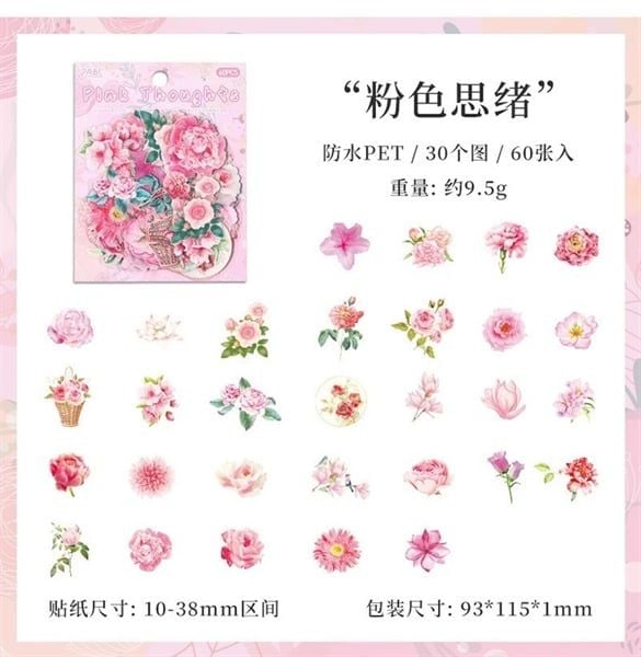  Sticker hoa lá ABC 60 miếng 