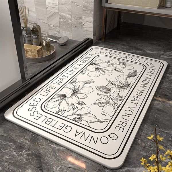  Thảm đá siêu thấm Hoa vintage chữ nhật 40x60cm 