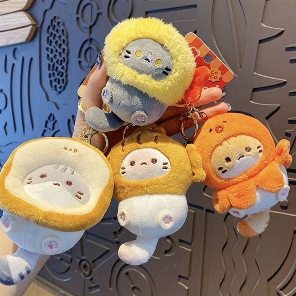  Móc khoá bông mèo mũ cosplay 