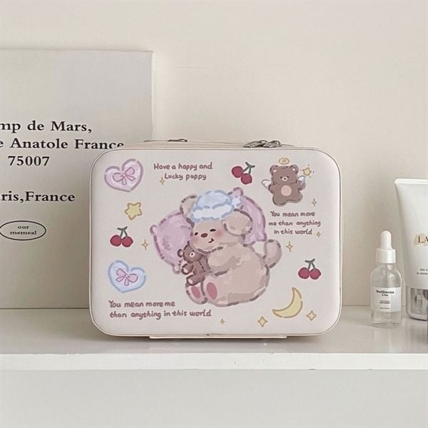  Cốp vali mini 24x18x11 - Cún ôm teddy 