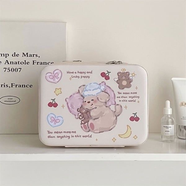  Cốp vali mini 24x18x11 - Cún ôm teddy 