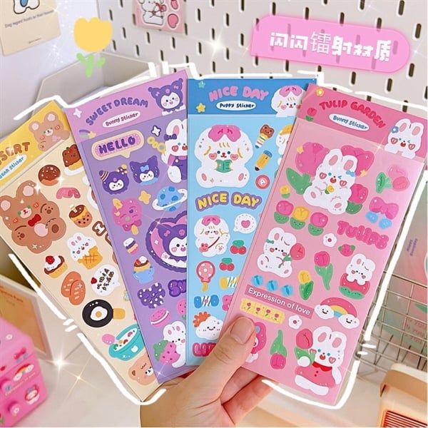  Sticker thú béo lấp lánh 