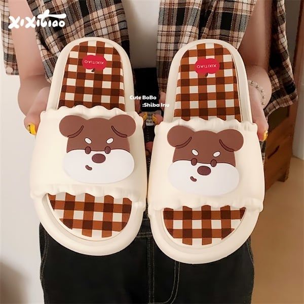  Dép bánh mì cún đế caro 