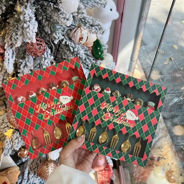  Set hộp quà 6 thìa dĩa Giáng Sinh mix 