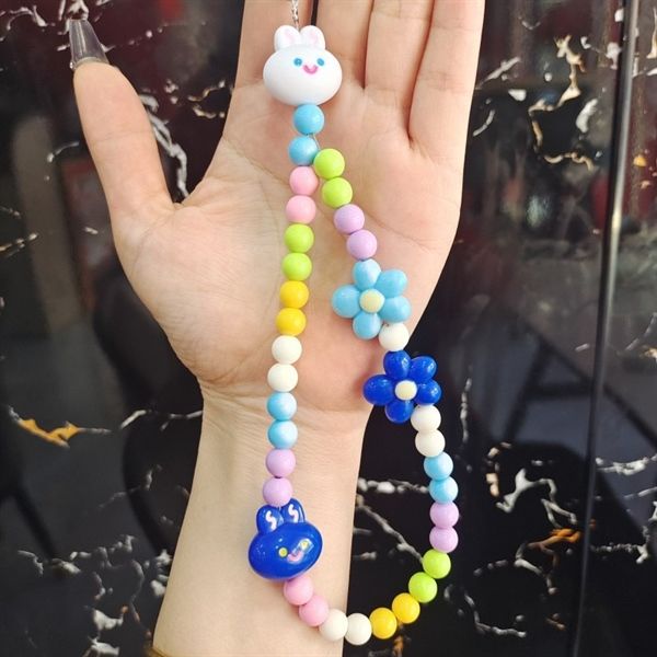  Dây charm móc khoá/ điện thoại thỏ hoa 