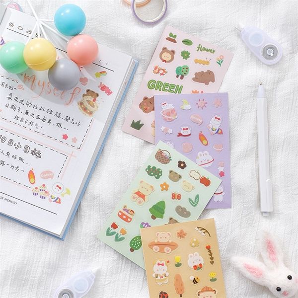  Sticker mini PET gấu thỏ 