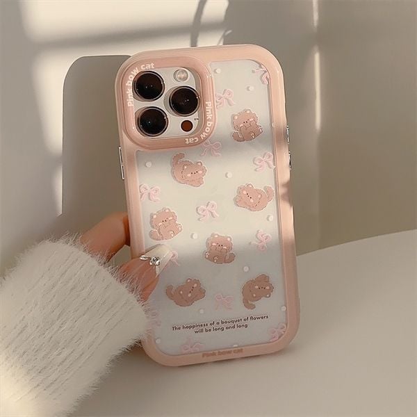  Ốp mèo nơ viền Pink Bow Cat 