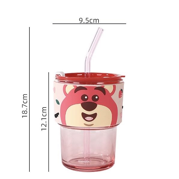  Cốc thuỷ tinh Lotso 450ml + ống hút 