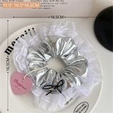  Dây buộc tóc scrunchies nhũ bạc 