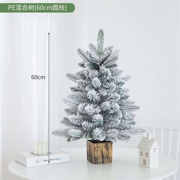  Cây thông phủ tuyết kèm chậu + đèn decor Giáng Sinh 