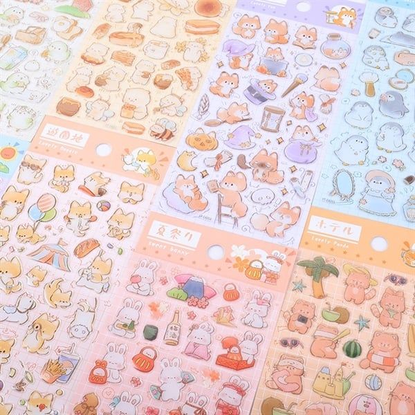  Sticker ánh nhũ nổi bìa caro 