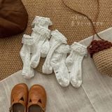  Tất Kid nhún ren gân trám 